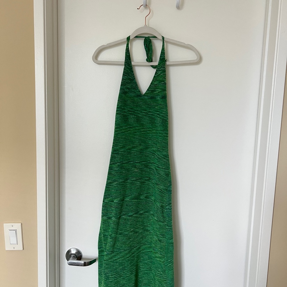 Green fit long dress